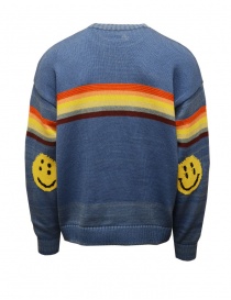 Kapital Rainbow & Rainbowy blue sweater with Smiley elbows