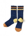 Kapital Happy Heel calzini blu con smile sul tallone e punta arancione acquista online EK-1236 NAVY