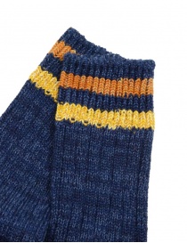 Kapital Happy Heel blue socks with smiley on the heel and orange toe