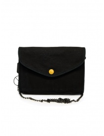 Kapital shoulder bag in black canvas with Smiley button EK-1100 BLK