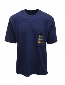 Mens t shirts online: Kapital IDG Tengu Pennant 4 flags T-shirt in blue