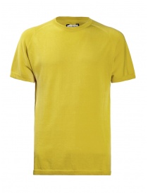 Mens t shirts online: Monobi Icy Lime yellow cotton knit T-shirt
