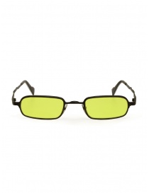 Glasses online: Kuboraum Z18 black rectangular glasses with acid green lenses