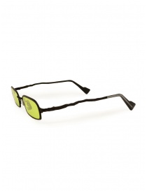 Kuboraum Z18 black rectangular glasses with acid green lenses