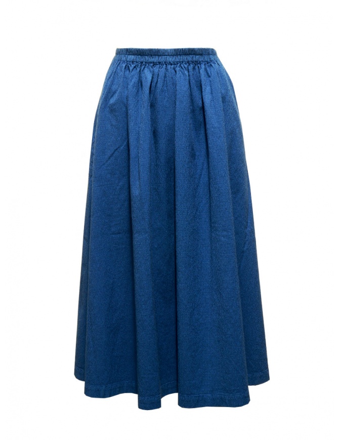 Cellar Door blue check seersucker cotton skirt GRETA PF551 65 CLOISONNE' womens skirts online shopping