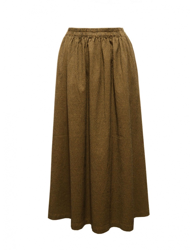 Cellar Door Greta brown checkered seersucker skirt GRETA PF551 26 CARAMEL CAFE' womens skirts online shopping