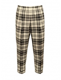 Mens trousers online: Cellar Door Alfred black and white checked cropped pants