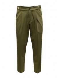 Pantaloni uomo online: Cellar Door Leo T pantaloni cropped verde oliva con fibbie