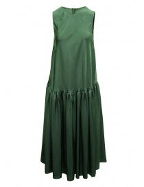 Sara Lanzi abito lungo smanicato in cupro verde SL A2 GREEN order online