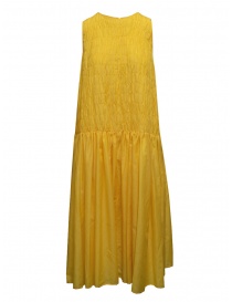 Womens dresses online: Sara Lanzi yellow pleated long dress
