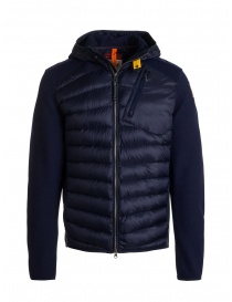 Parajumpers Nolan blue hooded down jacket with fabric sleeves online