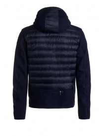 Parajumpers Nolan blue hooded down jacket with fabric sleeves price