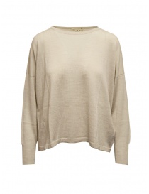 Women s knitwear online: Ma'ry'ya boxy sweater in beige merino wool, silk and cashmere