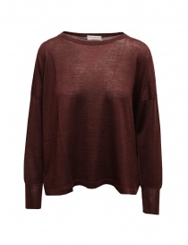 Women s knitwear online: Ma'ry'ya burgundy merino wool, silk and cashmere sweater