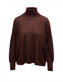 Women s knitwear online: Ma'ry'ya boxy turtleneck sweater in burgundy wool, silk and cashmere