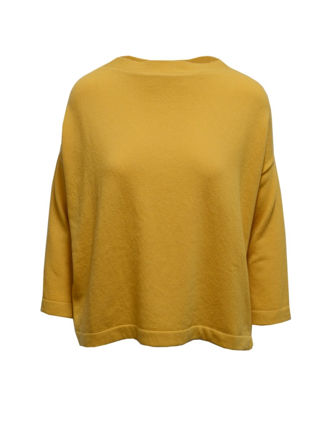 Ma'ry'ya boxy sweater in yellow merino wool and cashmere YHK010 9 YELLOW women s knitwear online shopping