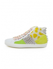 Leather Crown Dorona colored high sneakers with studs price