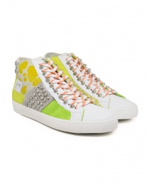 Womens shoes online: Leather Crown Dorona colored high sneakers with studs