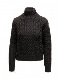 Women s knitwear online: Parajumpers Giulia black Aran turtleneck sweater