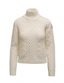 Parajumpers Giulia white Aran turtleneck sweater online