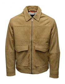 Selected Homme giacca in suede ocra con cerniera 16086882 COGNAC order online