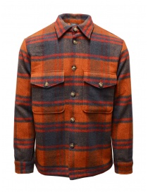 Selected Homme orange and blue checked wool shirt jacket 16085159 BOMBAY BWN CHKRED/BLU order online