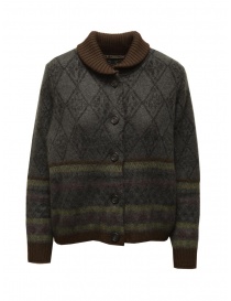 Womens cardigans online: M.&Kyoko charcoal-colored jacquard wool cardigan for woman