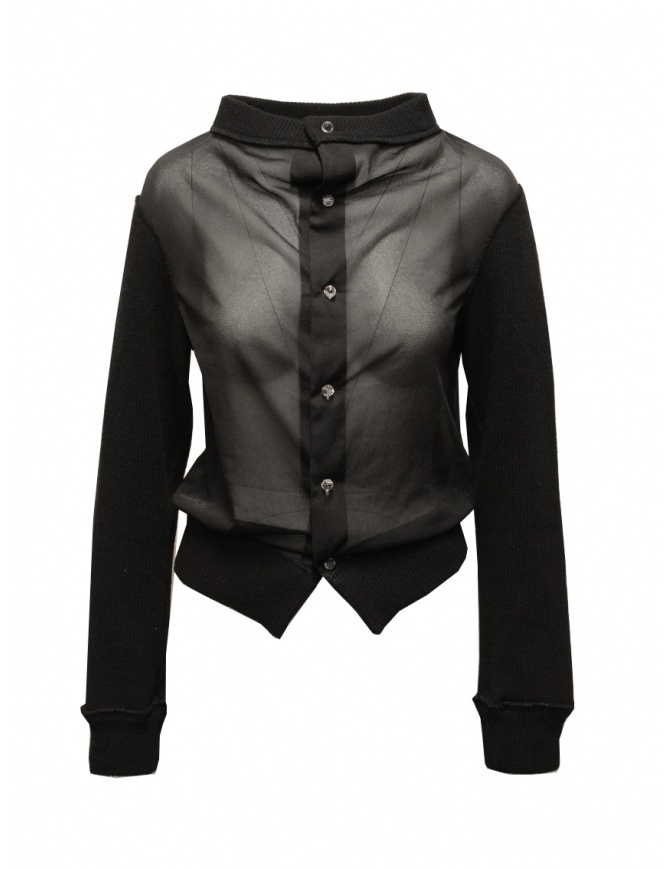 Miyao black chiffon cardigan for woman 