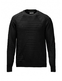 Men s knitwear online: Monobi black 3D sweater in wool and Coolmax