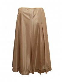 Monobi midi skirt in beige shiny technical fabric