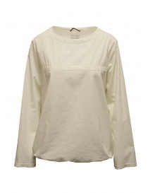 Monobi blusa in cotone bianco naturale con coulisse online