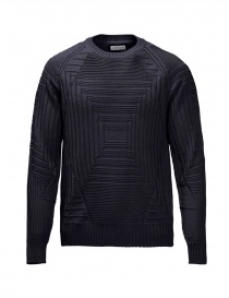 Men s knitwear online: Monobi 3D navy blue wool and Coolmax jersey