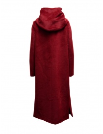 Maison Lener Temporel long hooded coat in burgundy red