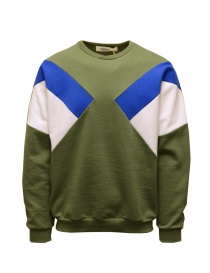 Qbism olive green sweatshirt with white and blue geometric details STYLE10 PJ02 order online