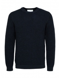 Men s knitwear online: Selected Homme blue cotton pullover