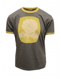 Mens t shirts online: Kapital grey and yellow t-shirt with cat on guitar