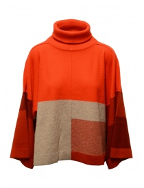 Dune_ maglia kimono patchwork a collo alto rossa 01 30 K38P LIPSTICK order online