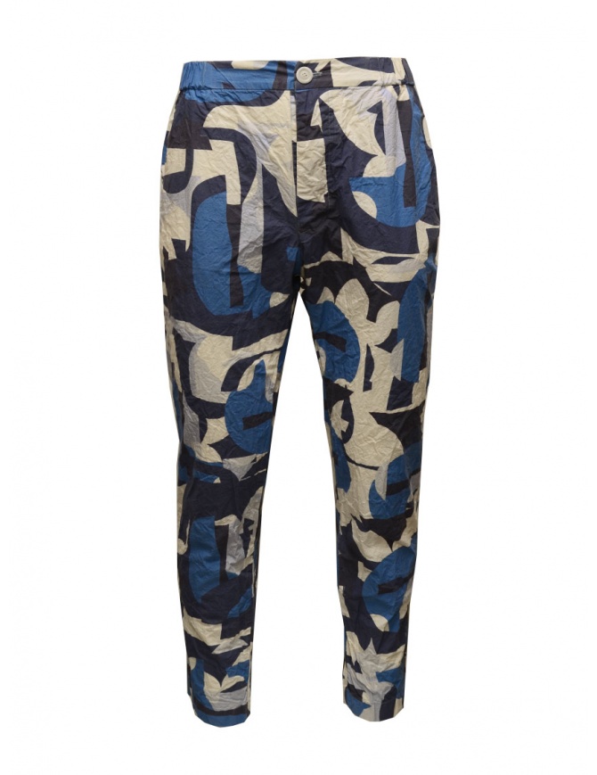 Casey Casey Rocky blue printed pants 20HP186 INK mens trousers online shopping