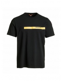 T shirt uomo online: Parajumpers Tape Tee maglietta nera con stampa gialla