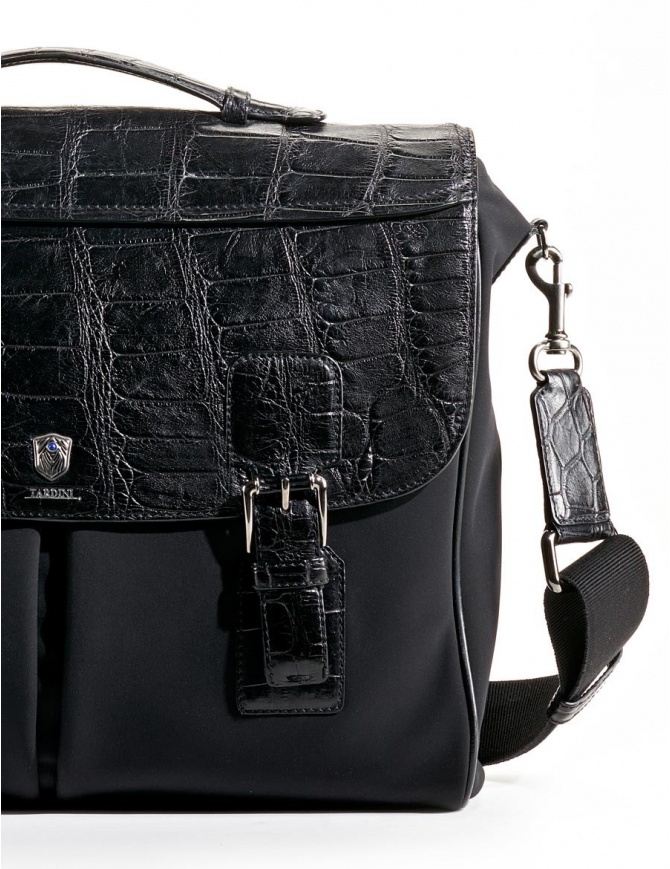 Tardini Alligator Black Leather and Polyester Briefcase